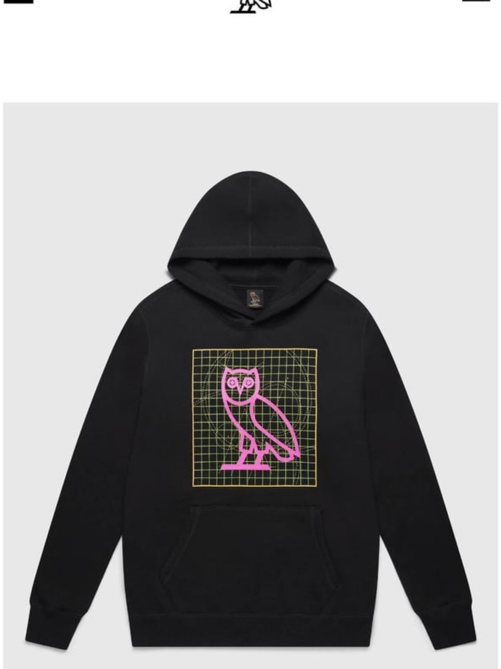 OCTOBER VERY OWN Hoodie with Pink Owl Grid Graphic